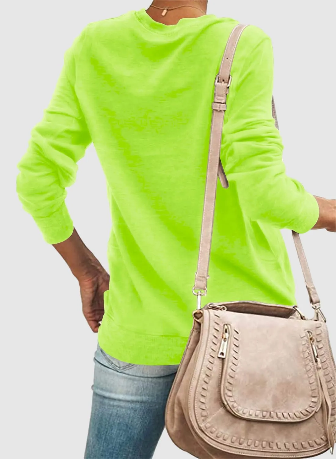 SENSERISE Womens Casual Crewneck Sweatshirt Long Sleeve Solid Color Shirt Soft Lightweight Loose Top