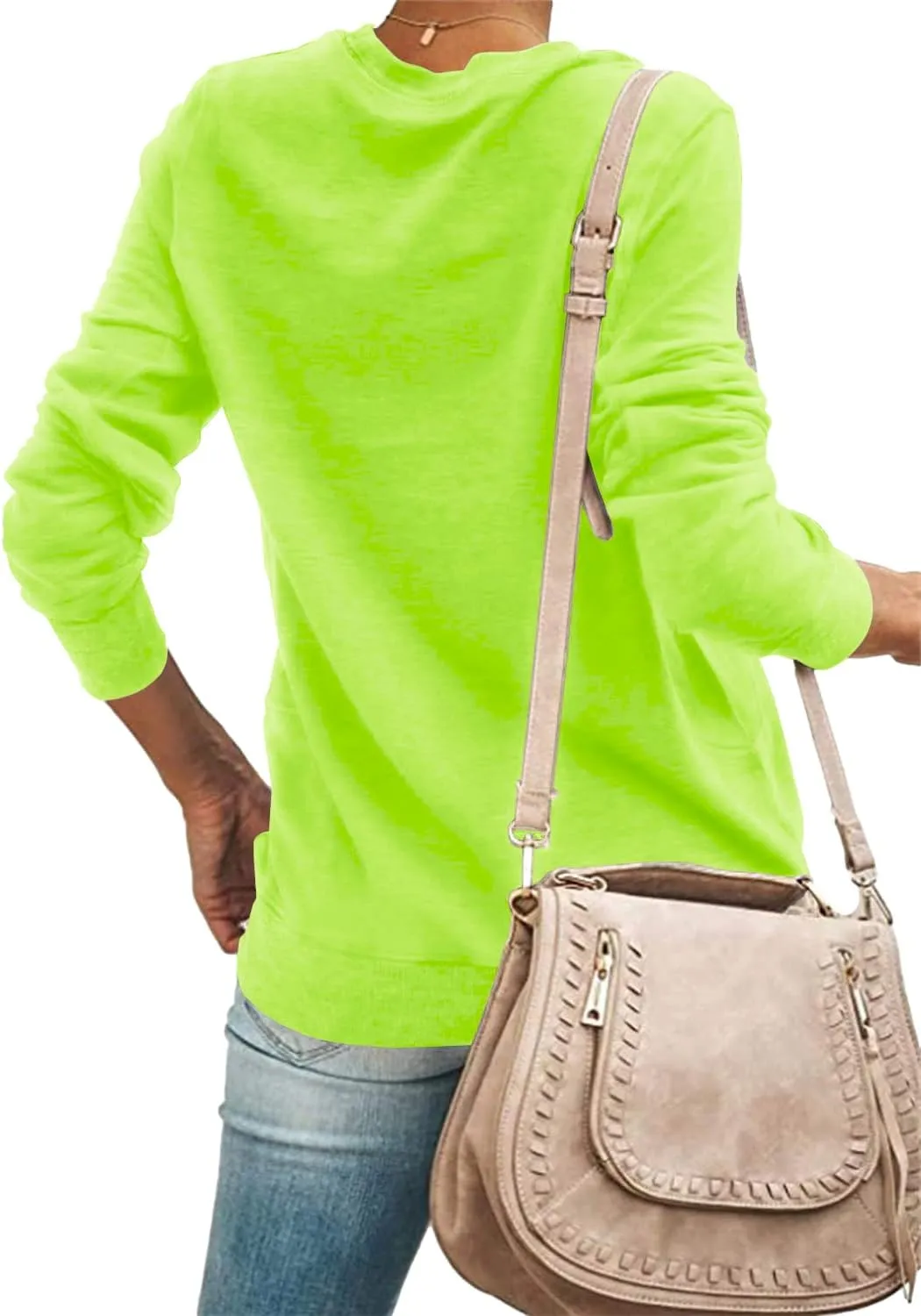 SENSERISE Womens Casual Crewneck Sweatshirt Long Sleeve Solid Color Shirt Soft Lightweight Loose Top