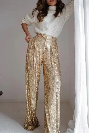 Sequins Wide Leg Pants