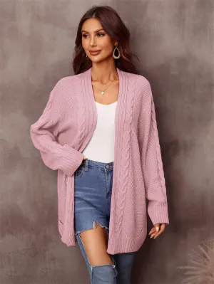 Serene Mixed Knit Open Front Longline Cardigan