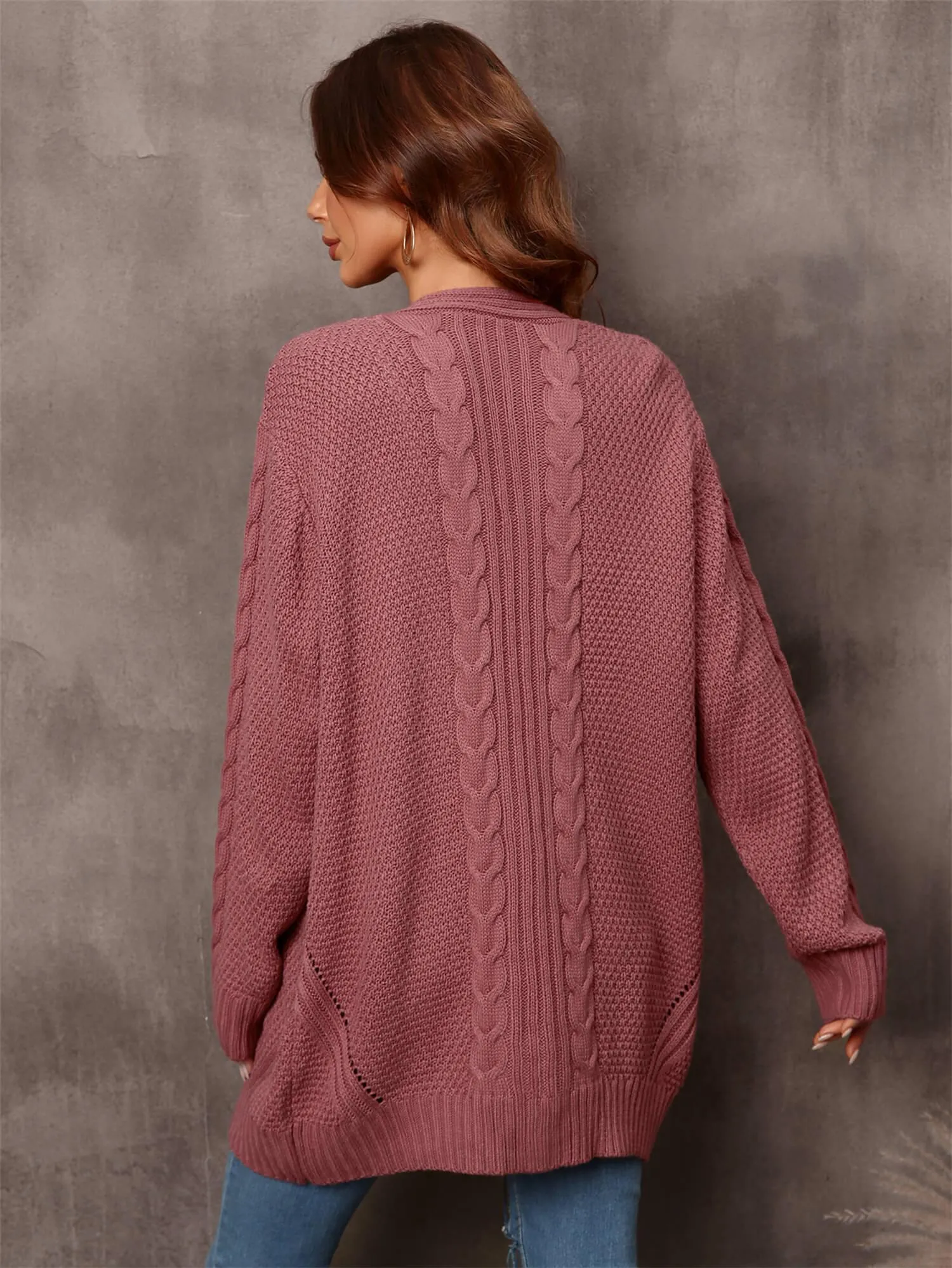 Serene Mixed Knit Open Front Longline Cardigan