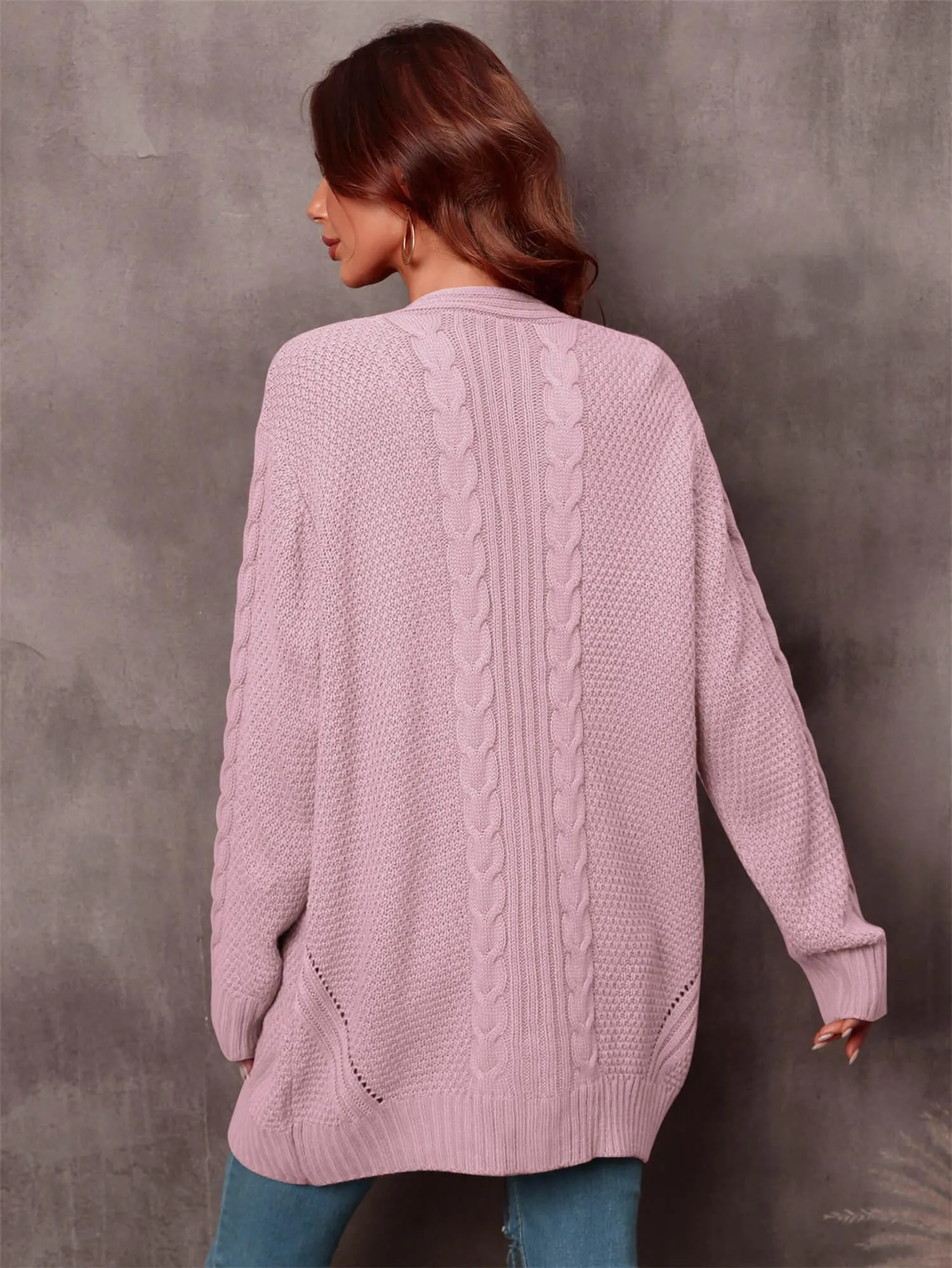 Serene Mixed Knit Open Front Longline Cardigan