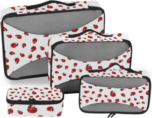 Set of 4 Pack Packing Cubes Ladybugs and Dots Travel Organizer Packing Cube Suitcase Organizer Bags Set for Travel Accessory