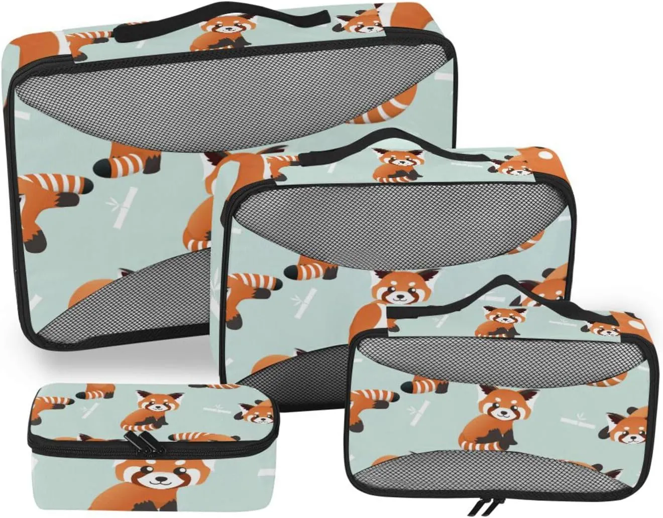 Set of 4 Pack Packing Cubes Red Panda Animals Pattern Travel Organizer Packing Cube Suitcase Organizer Bags Set for Travel Accessory