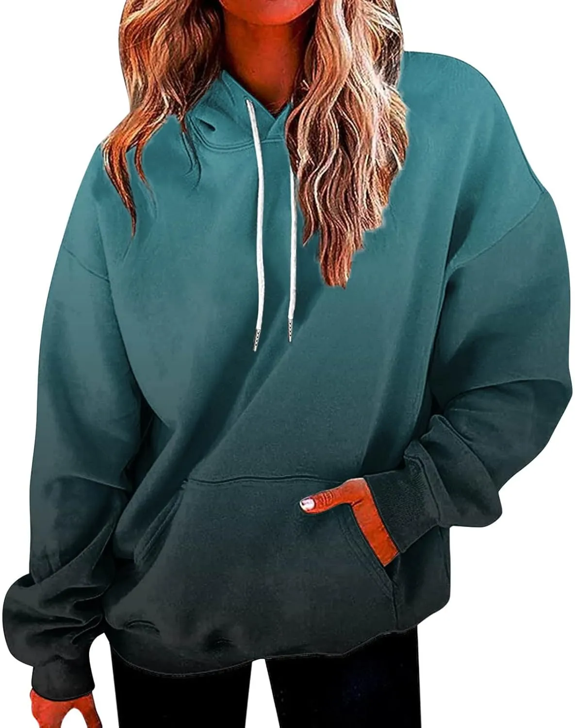 SHAOBGE Cyber Of Monday 2023 Most Comfortable Sweatshirt Women Long Sleeved Juniors Tops Womens Winter Warm Fleece Sweater Blouse Brown Pullover Hoodie Fall Hoodies For Women Today