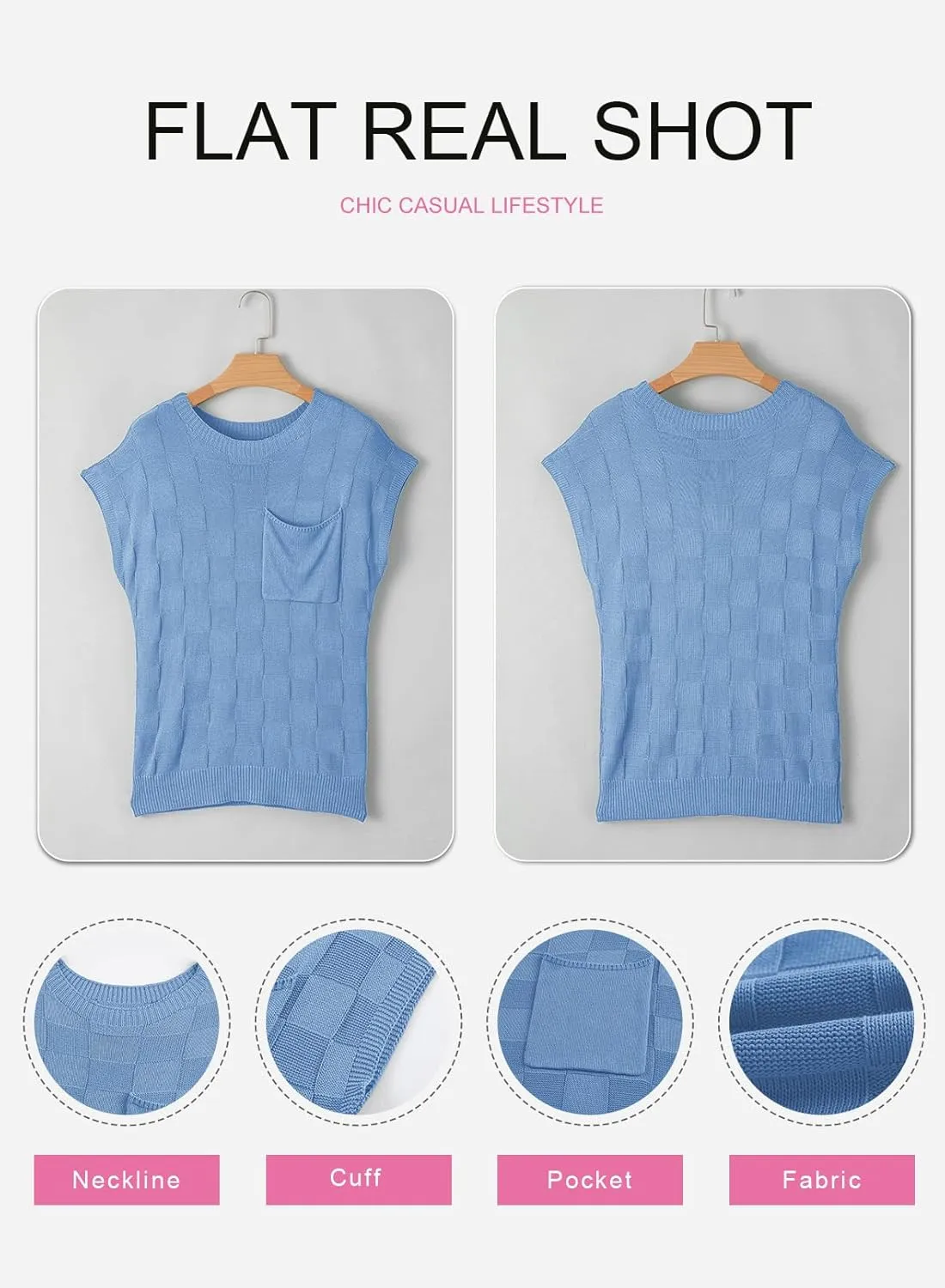 SHEWIN Womens Summer Cap Sleeve Tops Casual Crewneck Knit Short Sleeve Sweater Loose Fit Lightweight Shirts