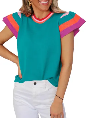 SHEWIN Womens Summer Cap Sleeve Tops Casual Crewneck Loose Fit Knit Lightweight Sweater Pullover Top