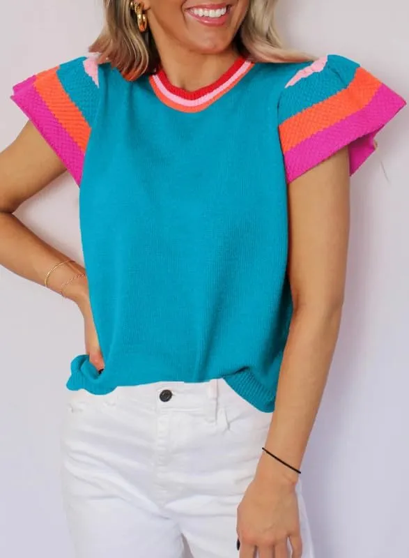 SHEWIN Womens Summer Cap Sleeve Tops Casual Crewneck Loose Fit Knit Lightweight Sweater Pullover Top