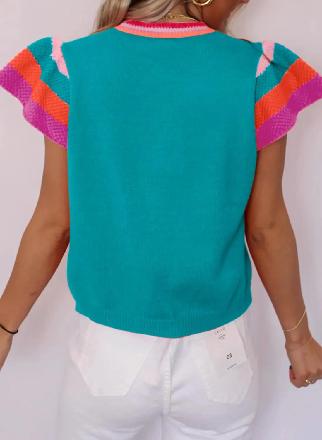 SHEWIN Womens Summer Cap Sleeve Tops Casual Crewneck Loose Fit Knit Lightweight Sweater Pullover Top
