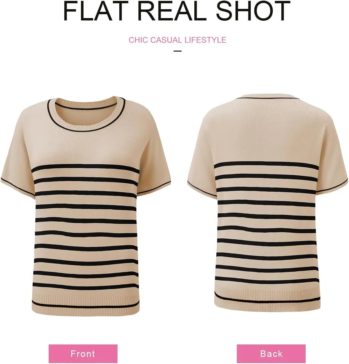 SHEWIN Womens Tops Trendy Casual Short Sleeve Shirts Crewneck Lightweight Knit Sweater Top