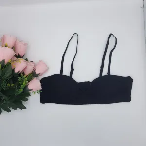 Short Camisole with strap Half Body Stretchable Bralette Tank half for Girls - Black