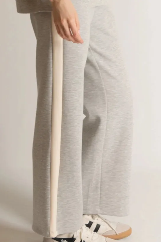 Side Stripe Wide Leg Pant - Grey