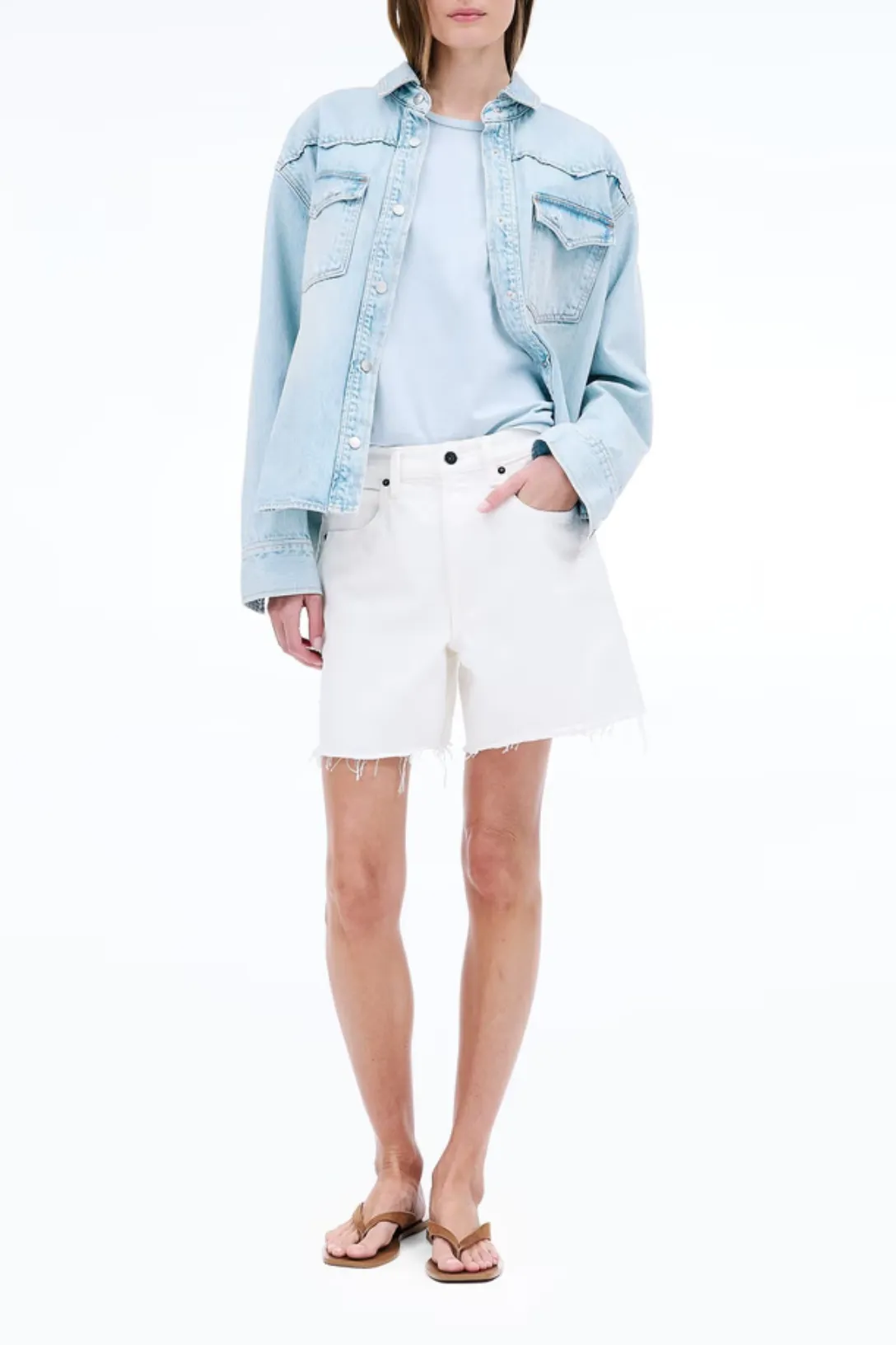 Sienna Cut Off Short | White