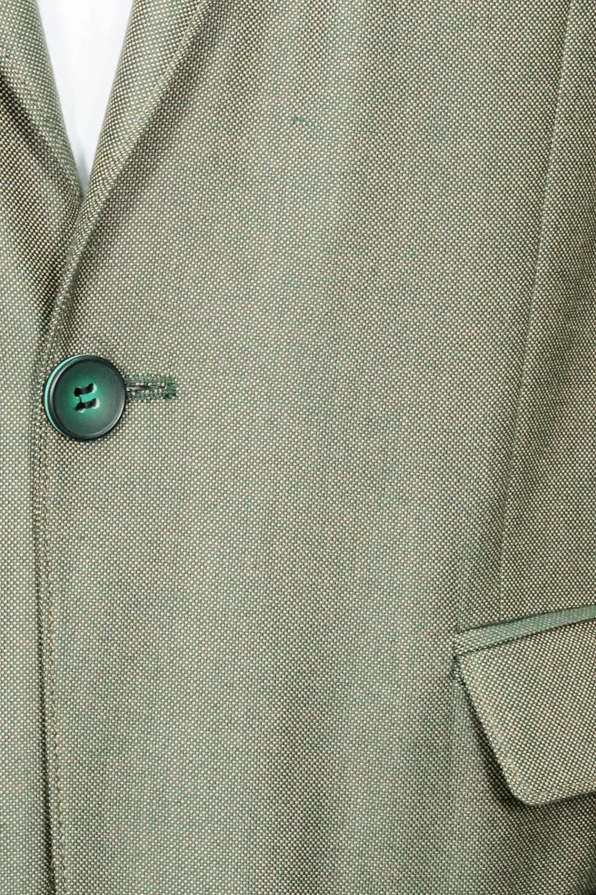 Single Button Half Liner Pointed Collar Green Jacket-Wessi