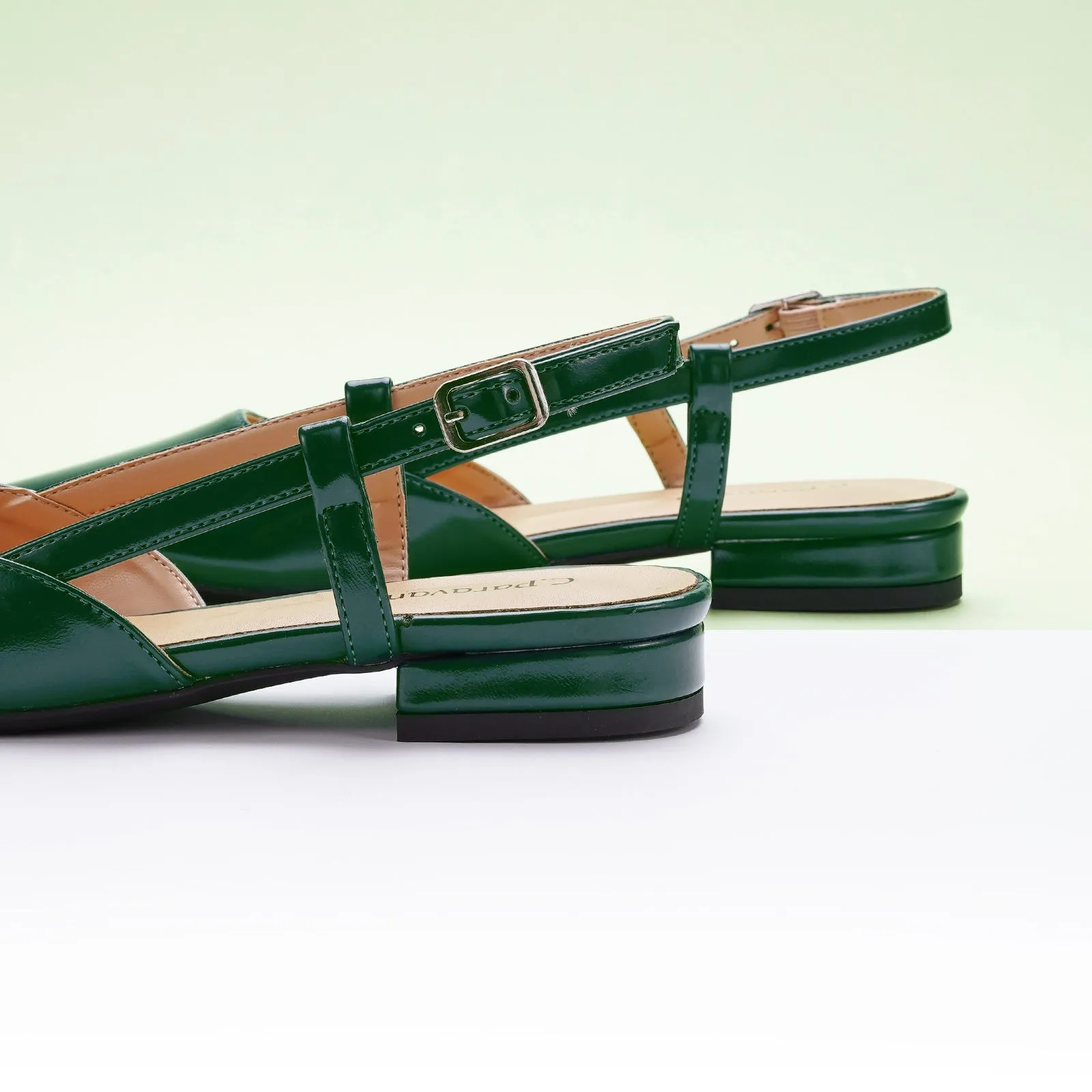 Sleek Slingback Flats (Freya) Green