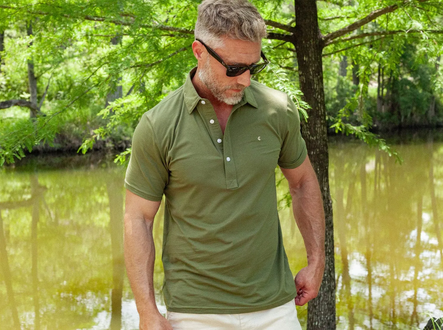 Slim Fit Top-Shelf Range Polo - Olive Branch