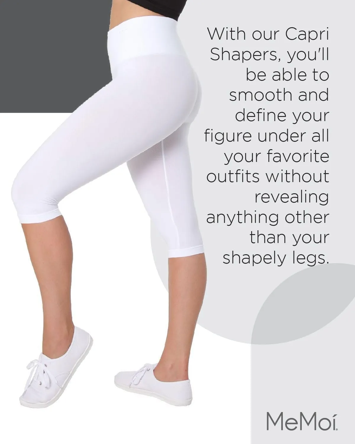 SlimMe Shapewear Leggings, High Waisted Tummy Control Capri Shapewear, Comfortable Knee Length Body Shaper - S to Q2