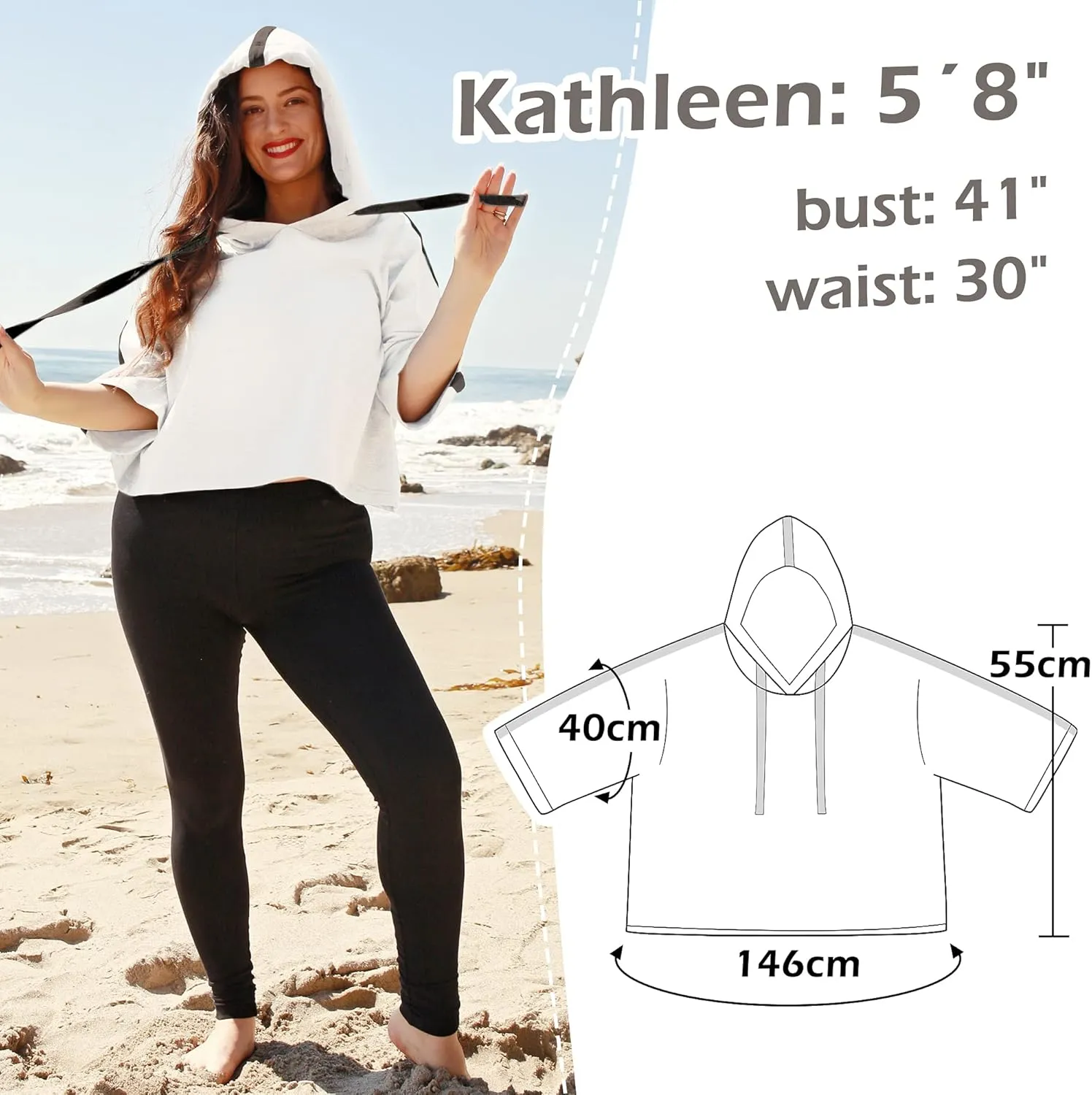 Solaris Loose Women's Crop Tops Hoodie Sweatshirt, 3/4 Sleeve Comfortable Soft Pullover T-Shirt for Outdoor Running