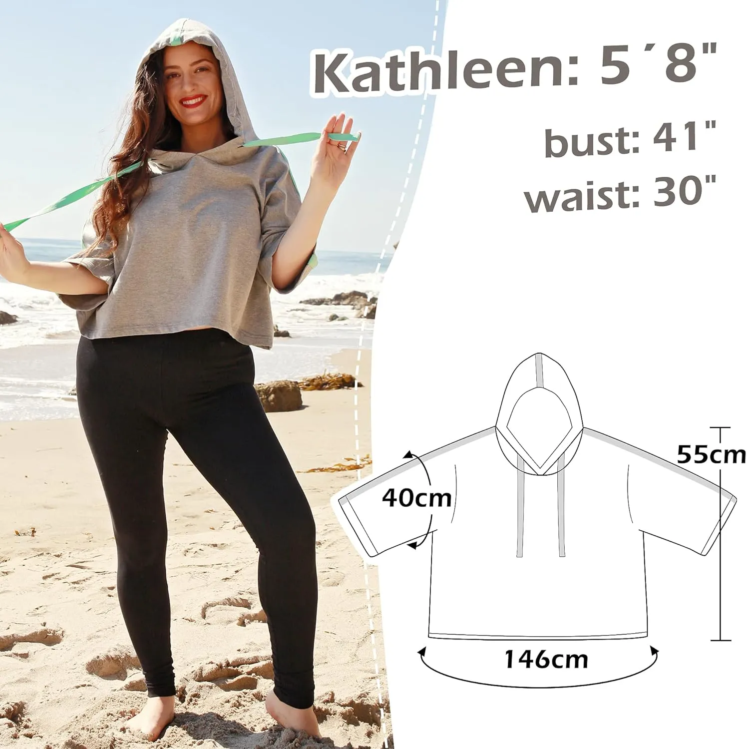 Solaris Loose Women's Crop Tops Hoodie Sweatshirt, 3/4 Sleeve Comfortable Soft Pullover T-Shirt for Outdoor Running