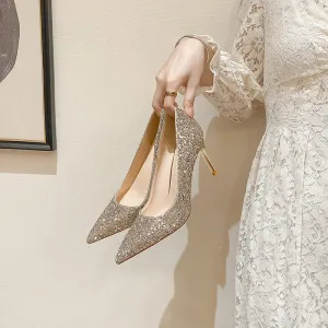 Sparkly Sequins High Heels Women's Wedding Shoes