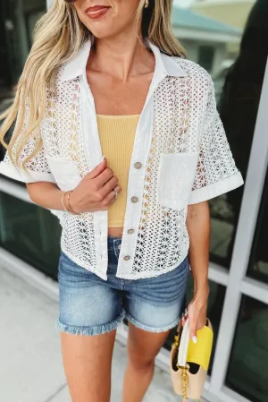 Steal the Show White Crochet Top