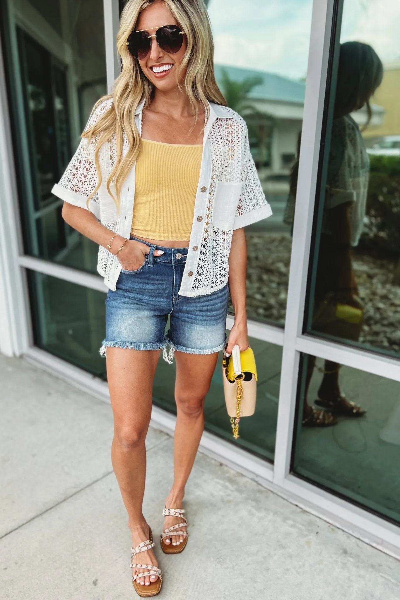 Steal the Show White Crochet Top
