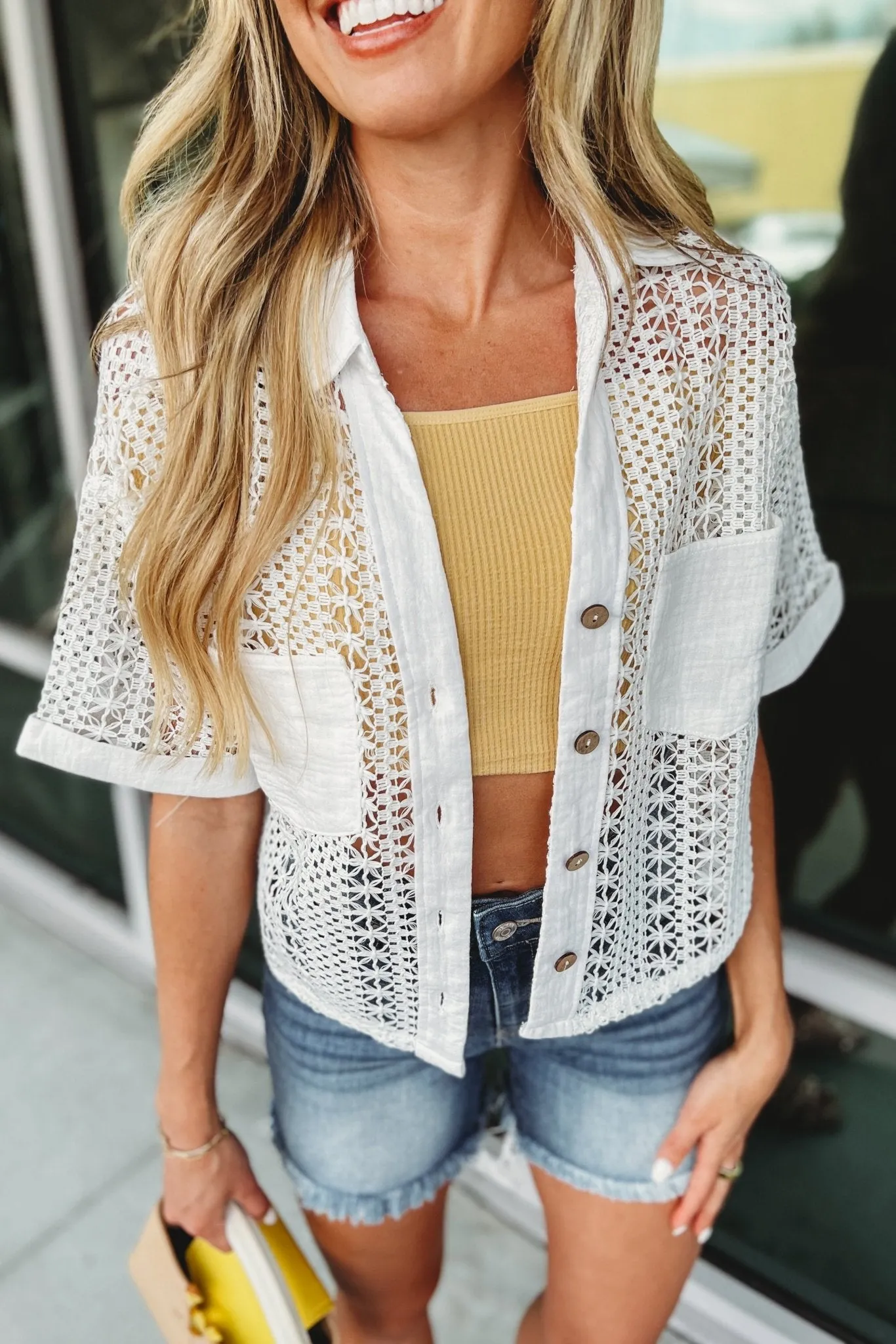 Steal the Show White Crochet Top