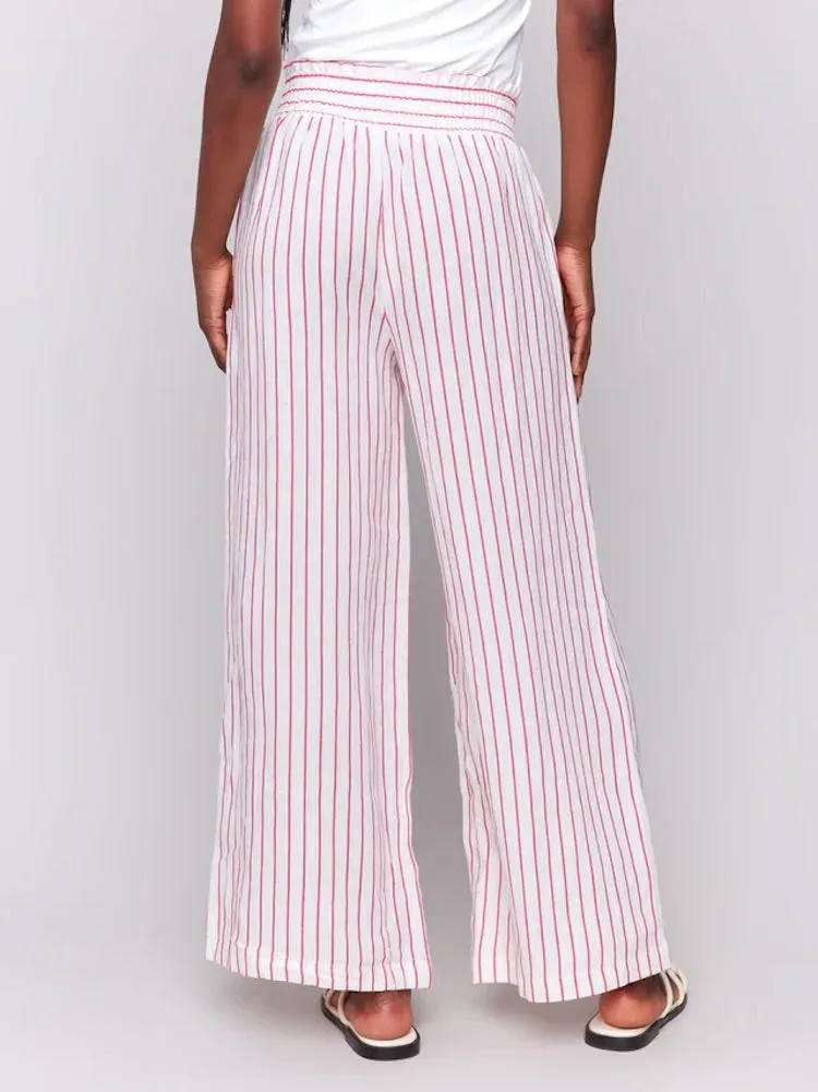 Stripe Linen Wide Leg Pants
