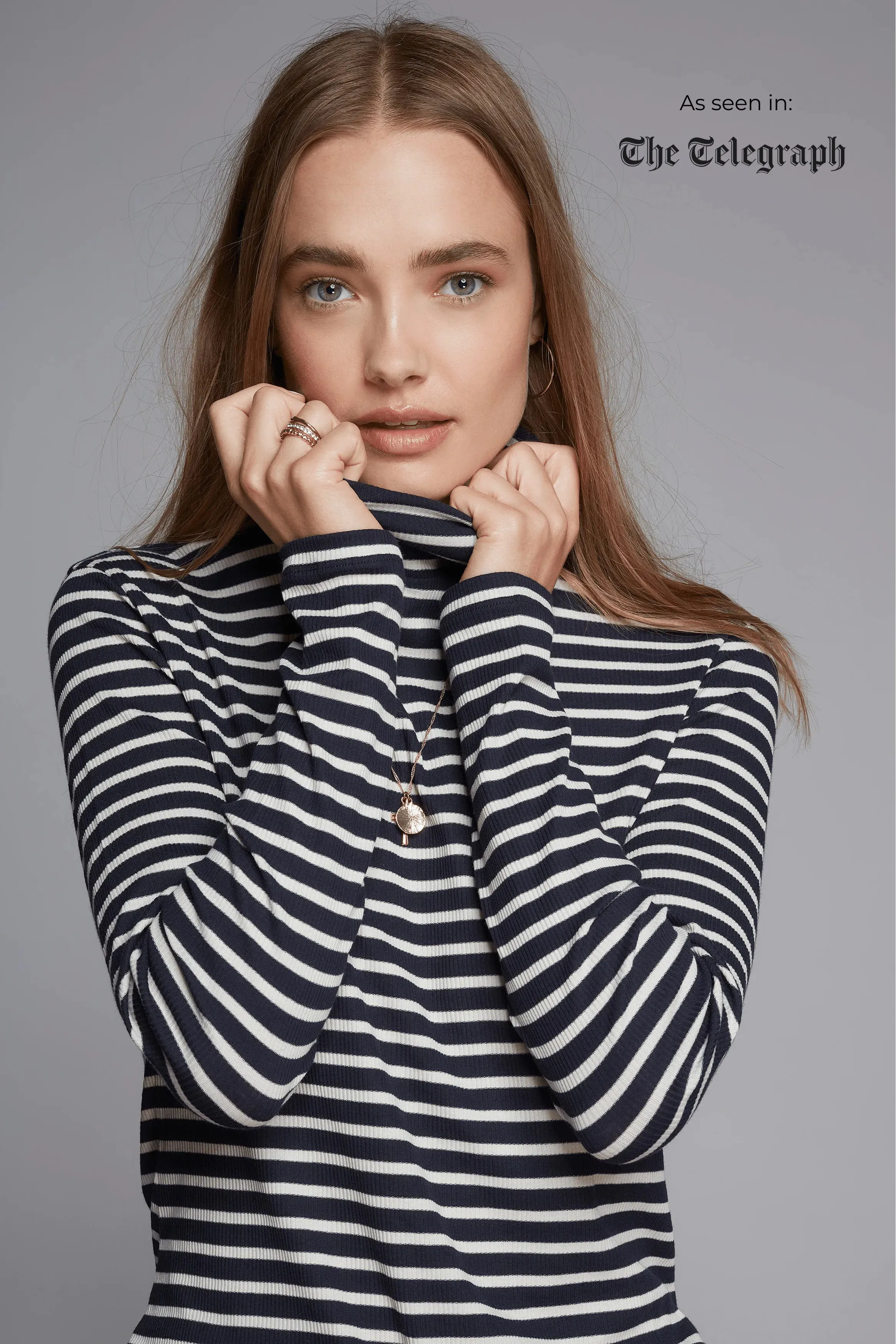Striped Cotton Roll Neck