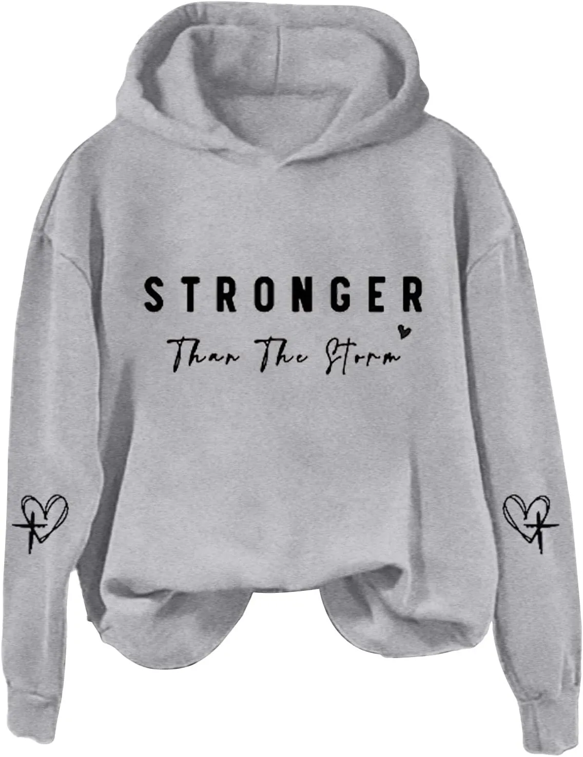 Stronger Than The Storm Hoodies for Women Letter Printed Long Sleeve Sweatshirt Oversized Soft Casual Tops Sweater