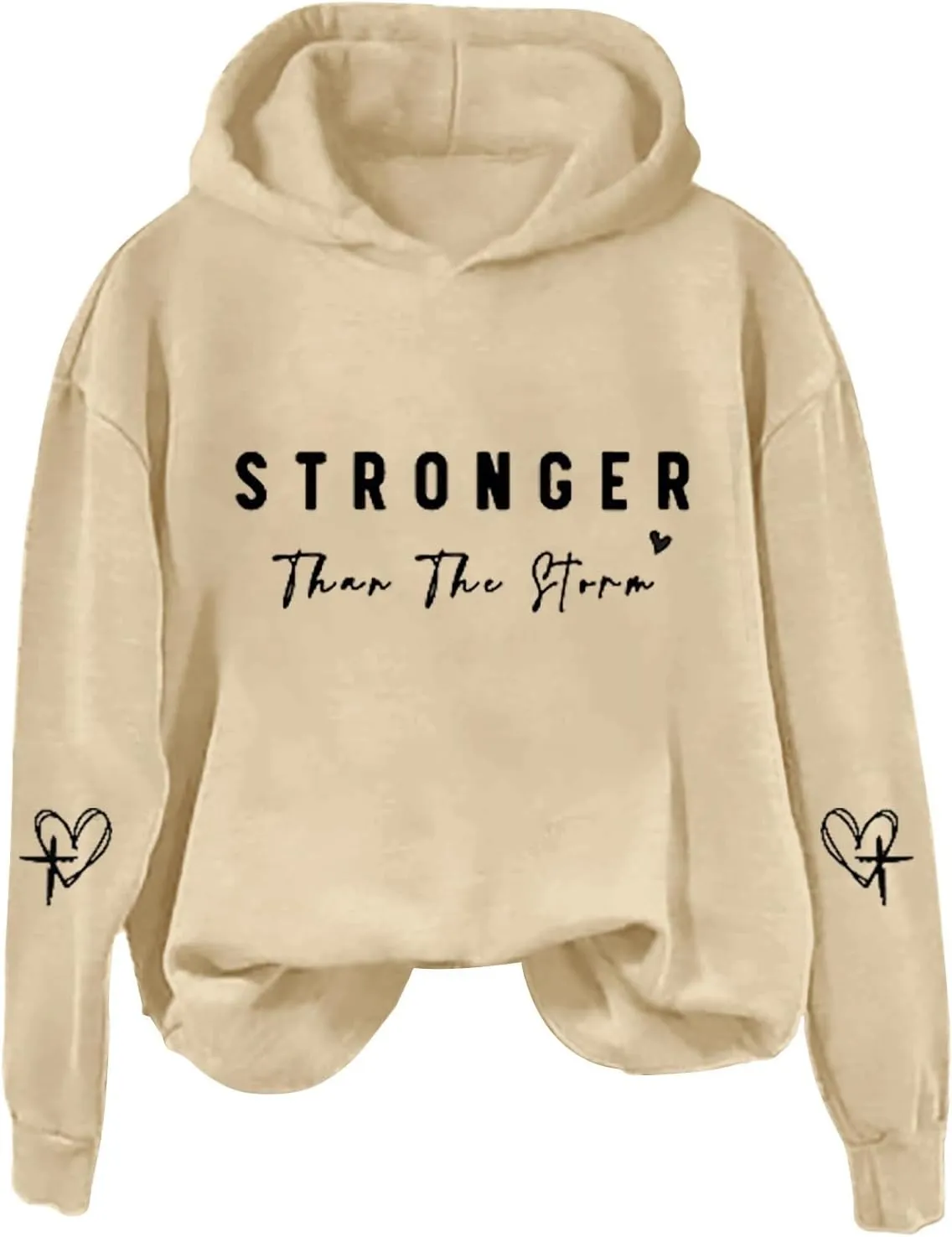 Stronger Than The Storm Hoodies for Women Letter Printed Long Sleeve Sweatshirt Oversized Soft Casual Tops Sweater