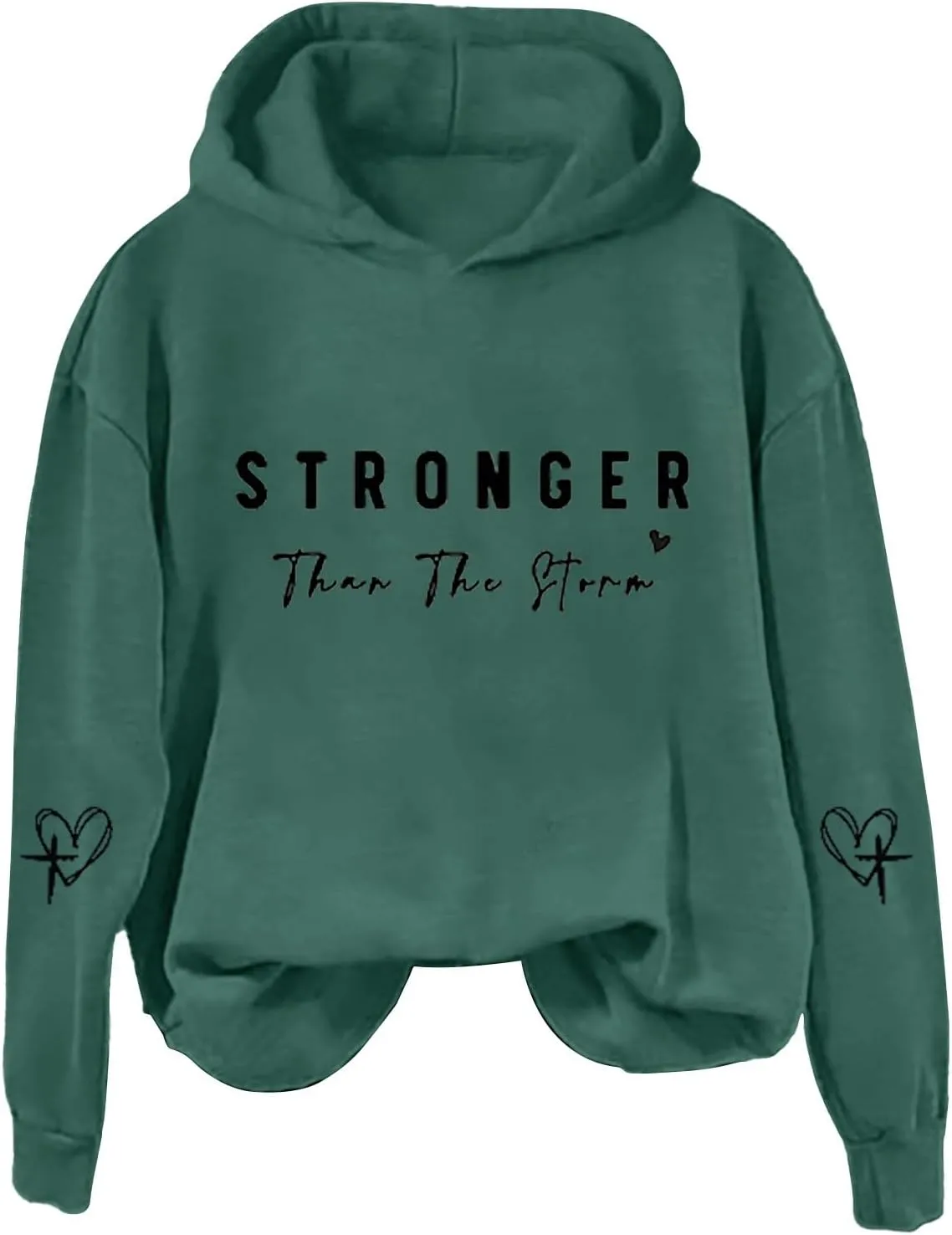 Stronger Than The Storm Hoodies for Women Letter Printed Long Sleeve Sweatshirt Oversized Soft Casual Tops Sweater