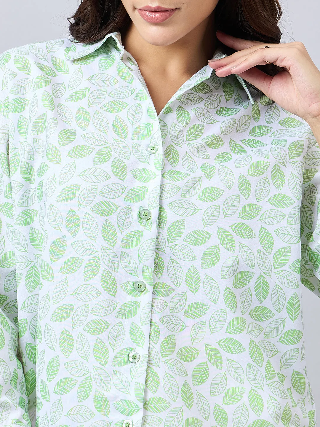 Style Quotient Women Printed Oversize Shirt with Full sleeves