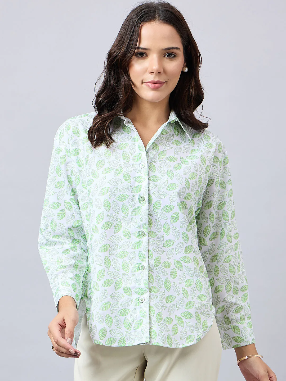 Style Quotient Women Printed Oversize Shirt with Full sleeves