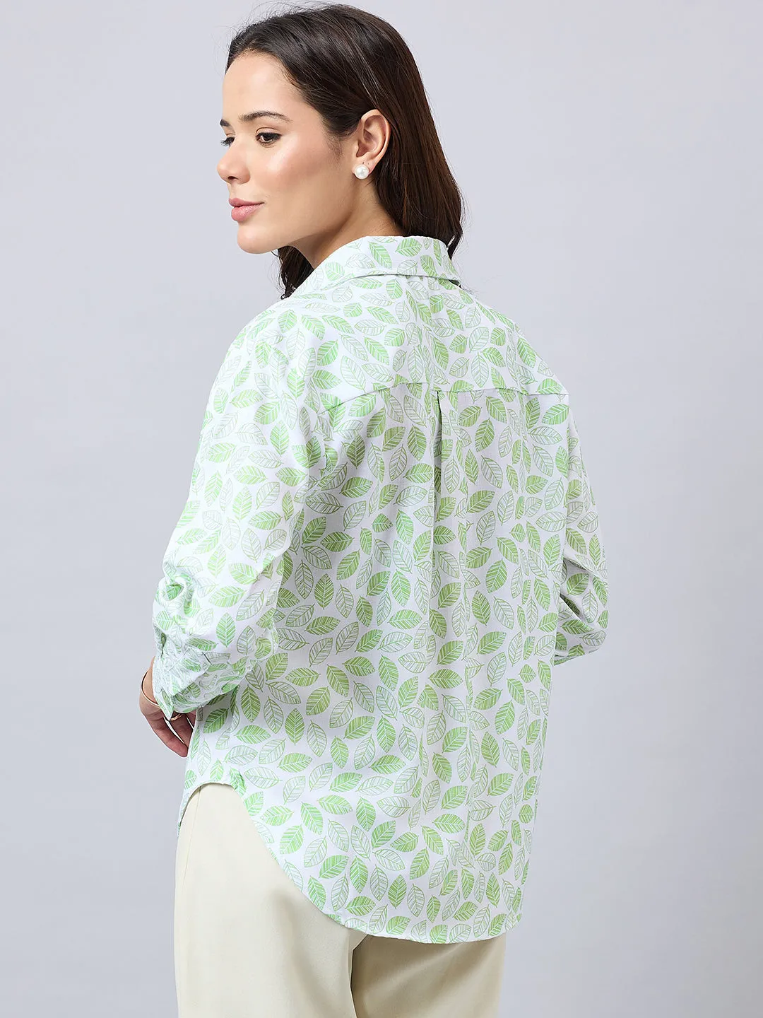 Style Quotient Women Printed Oversize Shirt with Full sleeves