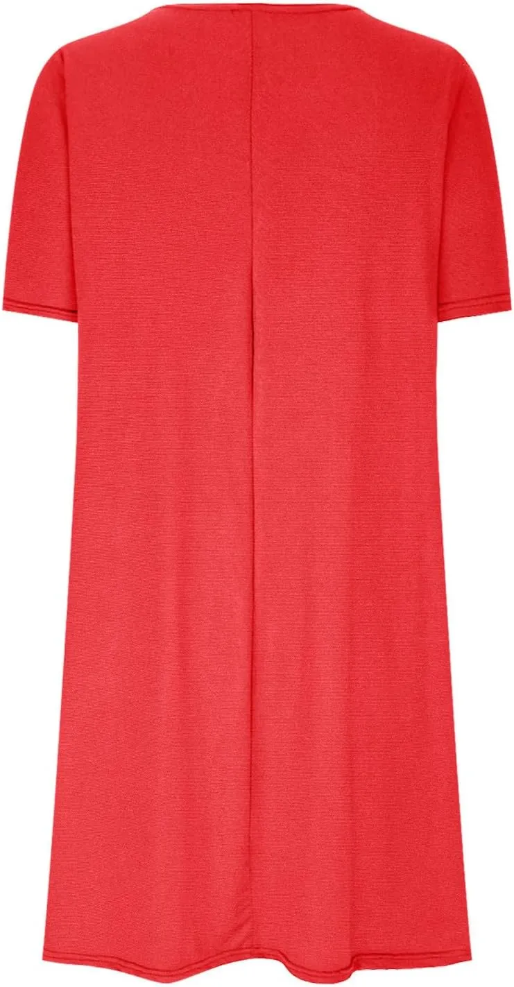 Summer Casual Dresses for Women Short Sleeve Dress Mini Beach Dresses Elegant Sundresses Solid Color T Shirt Dress