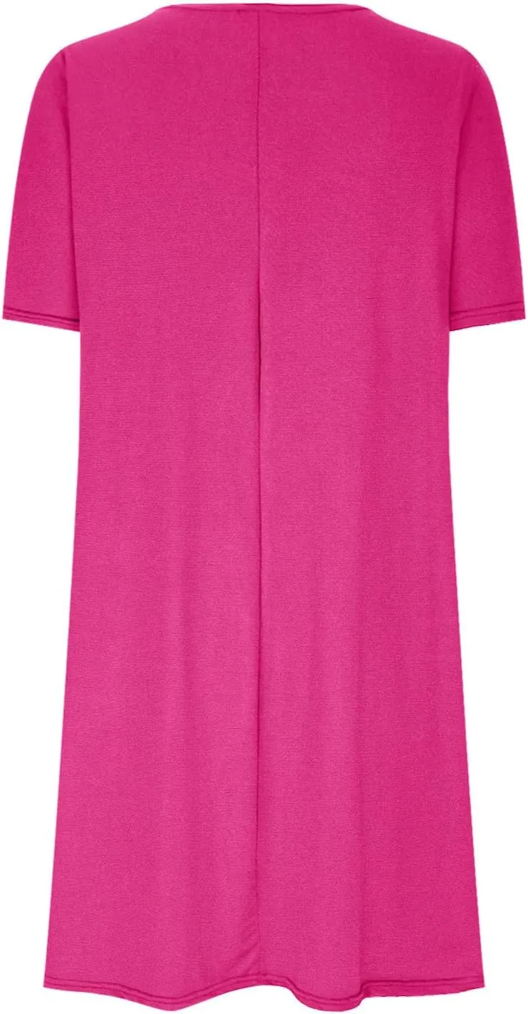 Summer Casual Dresses for Women Short Sleeve Dress Mini Beach Dresses Elegant Sundresses Solid Color T Shirt Dress