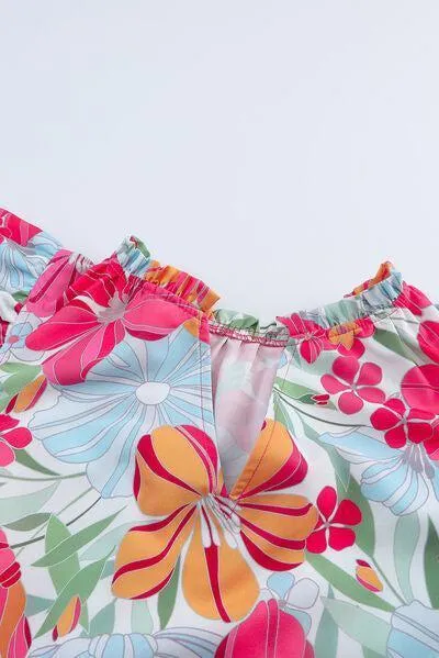 Summery Chic Flutter Sleeve Floral Blouse