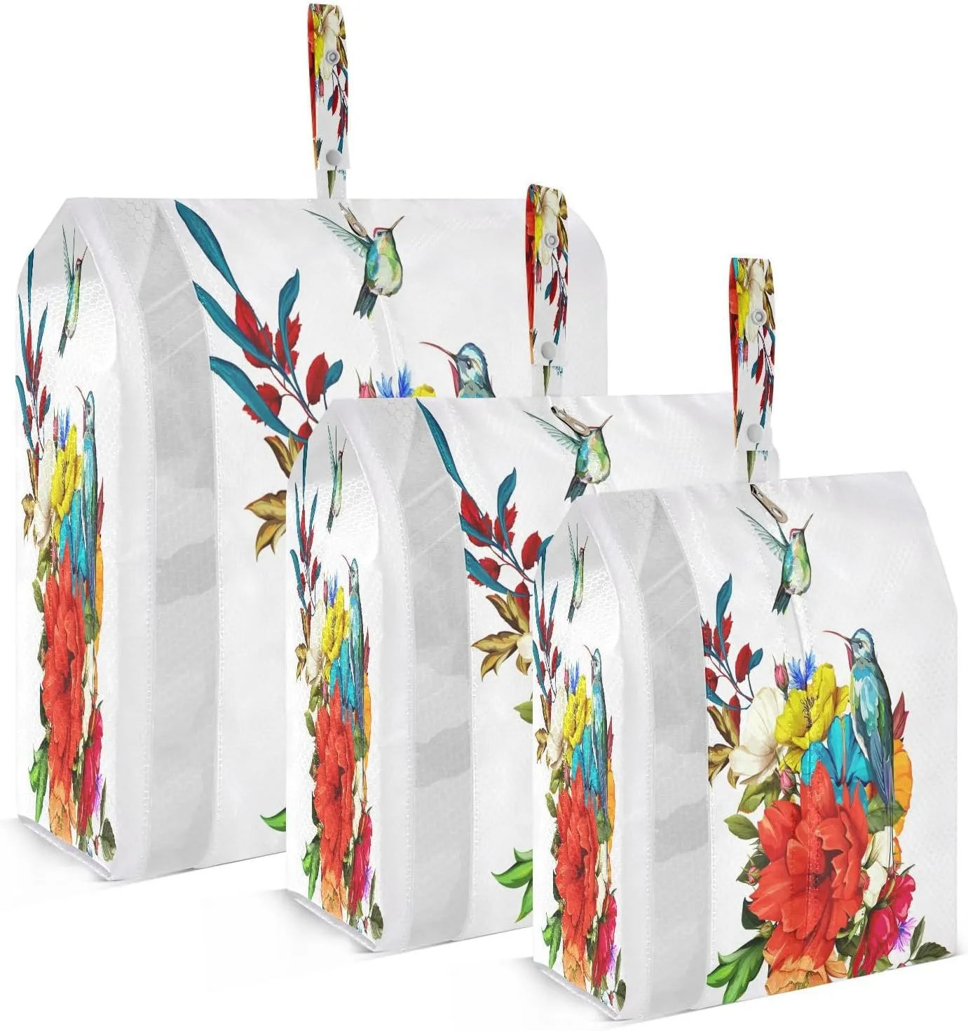 susiyo Flowers Hummingbirds Packing Cubes for Suitcases 3 Set Travel Packing Organizer Bags for Luggage, Space-Saving Suitcase Organizer Bags Set,Travel Accessories and Essentials