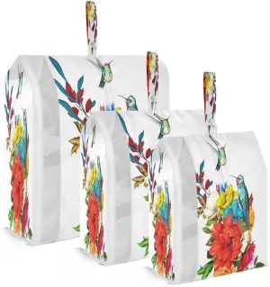 susiyo Flowers Hummingbirds Packing Cubes for Suitcases 3 Set Travel Packing Organizer Bags for Luggage, Space-Saving Suitcase Organizer Bags Set,Travel Accessories and Essentials