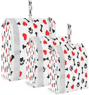 susiyo Paw Print Red Heart Packing Cubes for Suitcases 3 Set Travel Packing Organizer Bags for Luggage, Space-Saving Suitcase Organizer Bags Set,Travel Accessories and Essentials