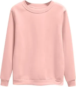 Sweatshirt For Womens Fashion Long Sleeve Crewneck Fleece Sweatshirts Lightweight Solid Color Casual Pullover