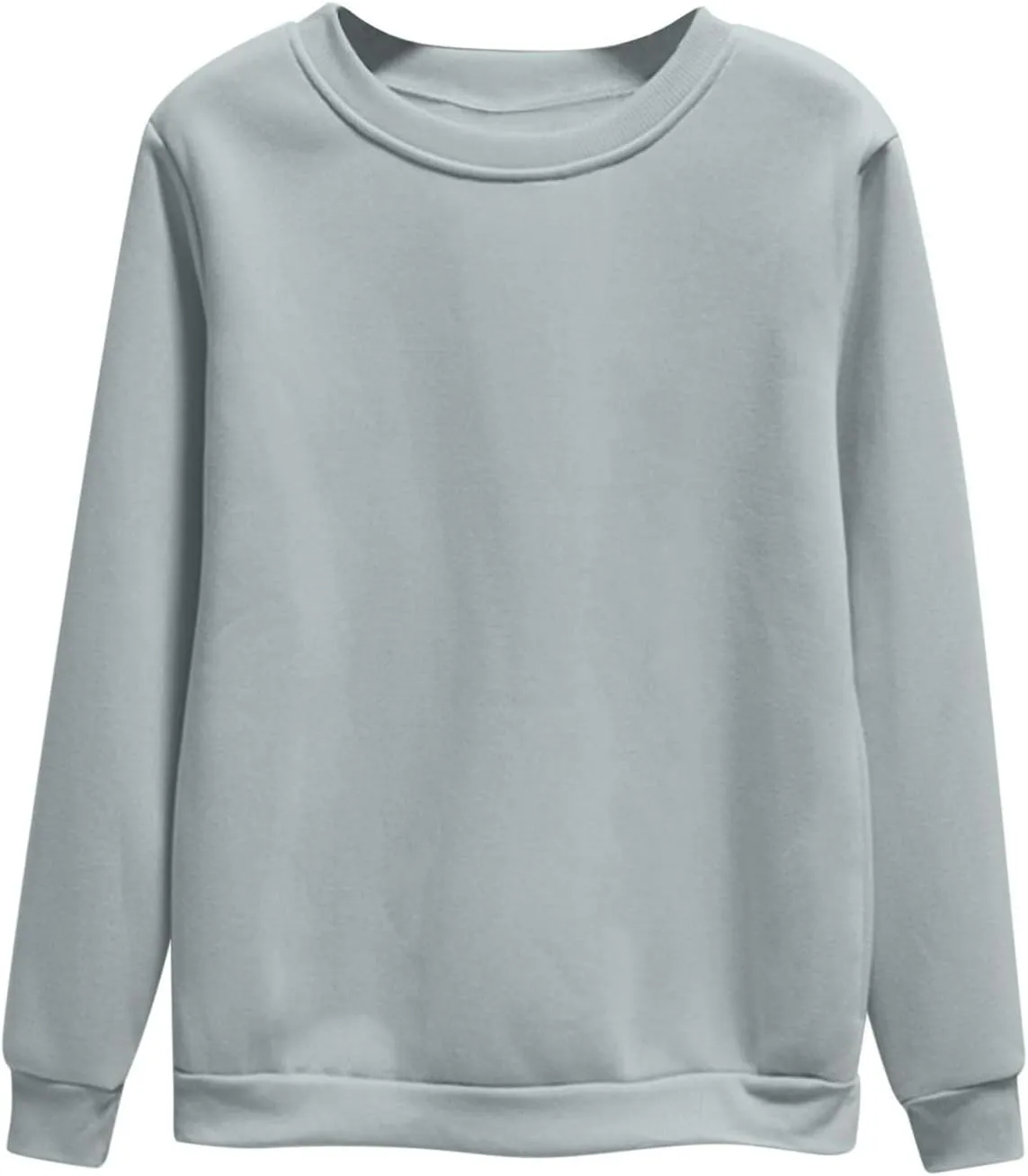 Sweatshirt For Womens Fashion Long Sleeve Crewneck Fleece Sweatshirts Lightweight Solid Color Casual Pullover