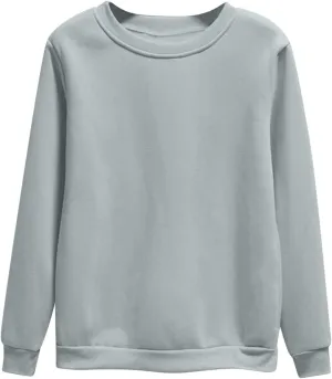 Sweatshirt For Womens Fashion Long Sleeve Crewneck Fleece Sweatshirts Lightweight Solid Color Casual Pullover