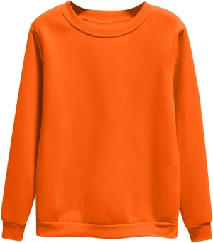 Sweatshirt For Womens Fashion Long Sleeve Crewneck Fleece Sweatshirts Lightweight Solid Color Casual Pullover