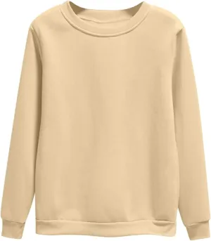 Sweatshirt For Womens Fashion Long Sleeve Crewneck Fleece Sweatshirts Lightweight Solid Color Casual Pullover