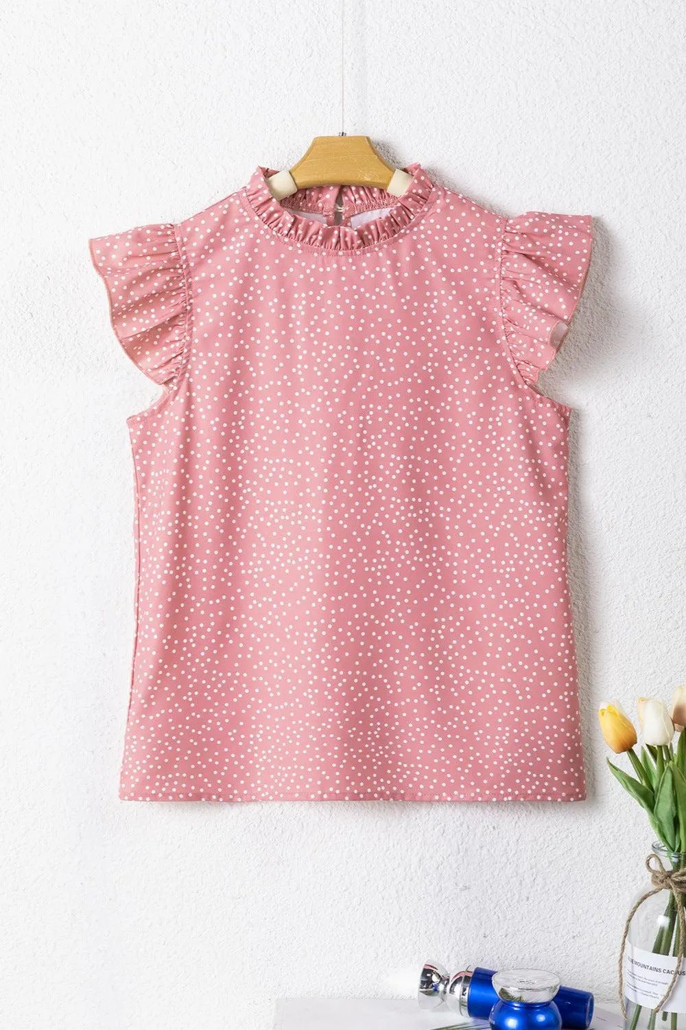 Sweet Chic Ruffled Sleeve Polka Dot Blouse