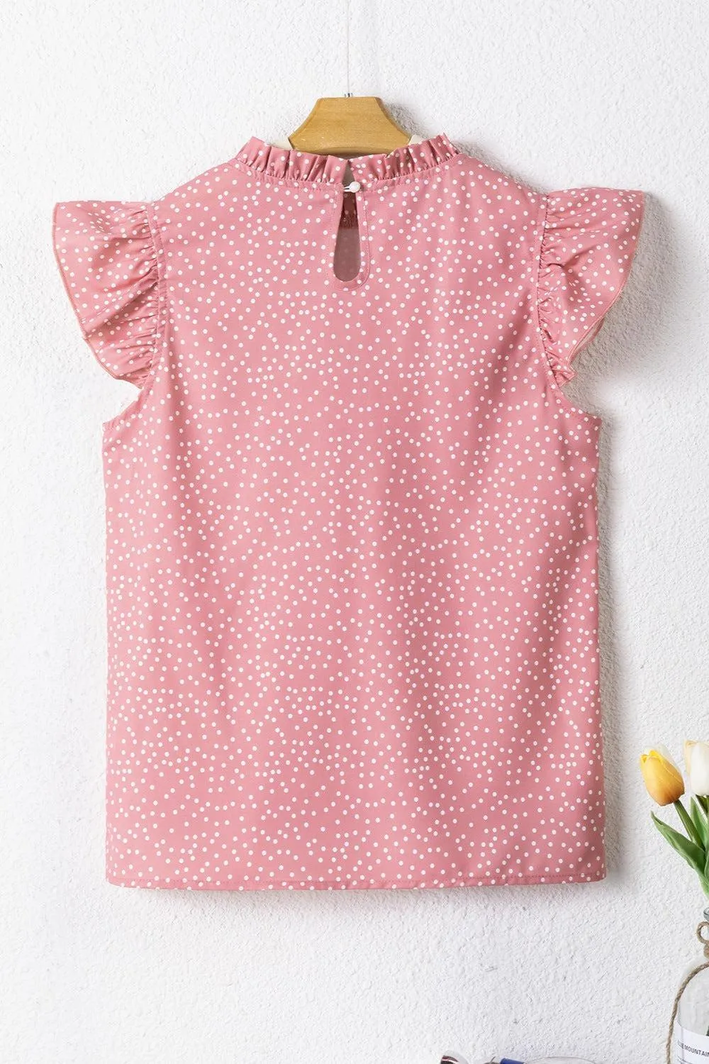 Sweet Chic Ruffled Sleeve Polka Dot Blouse