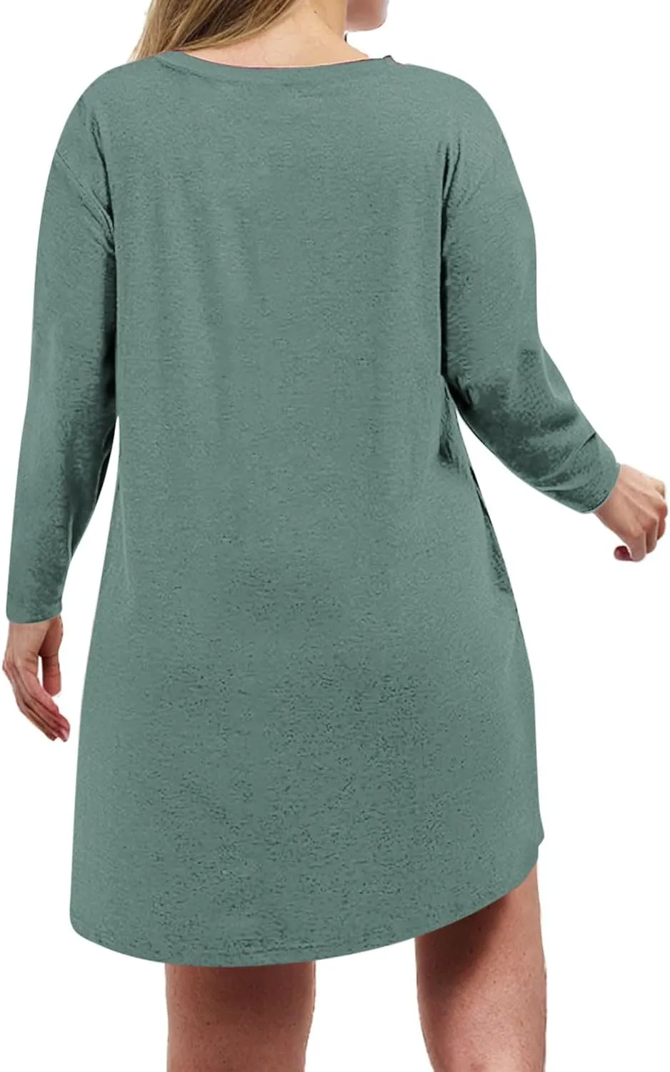 TANGNADE Womens Plus Size Nightgowns Sleep Shirts Long Sleeve House Dress Soft Lightweight Nightshirt Loose Fit Sleepdress