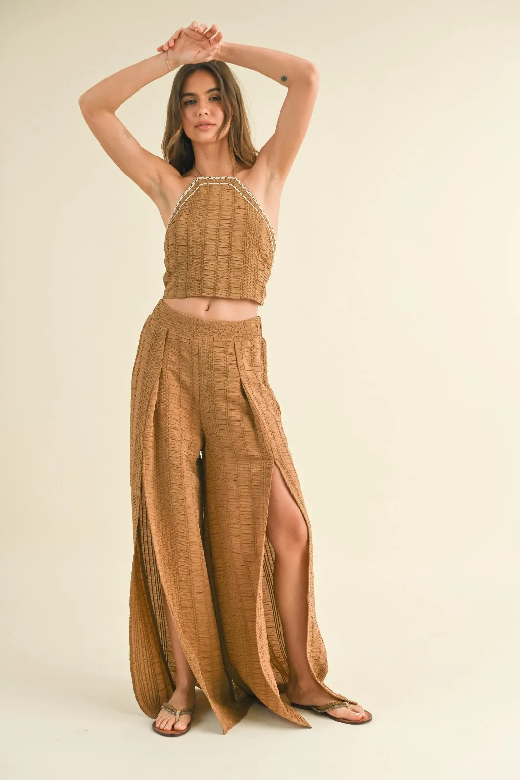 Tara Weaved Wide Leg  Pant